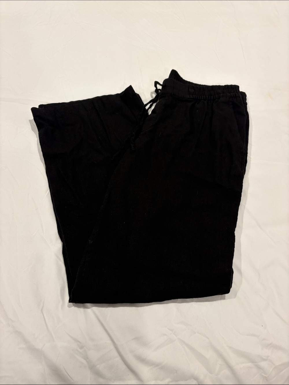 Old Navy Black Wide-Leg Linen Drawstring Pants